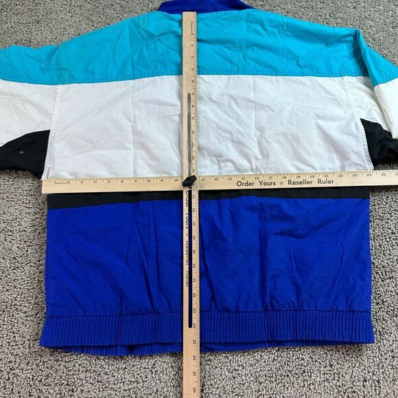 VINTAGE Van Heusen Jacket Mens M Blue White Coloblock Sailing Windbreaker READ - Picture 12 of 15